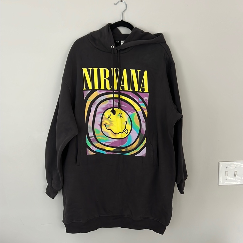 H&M Nirvana Dark Grey Hoodie Dress